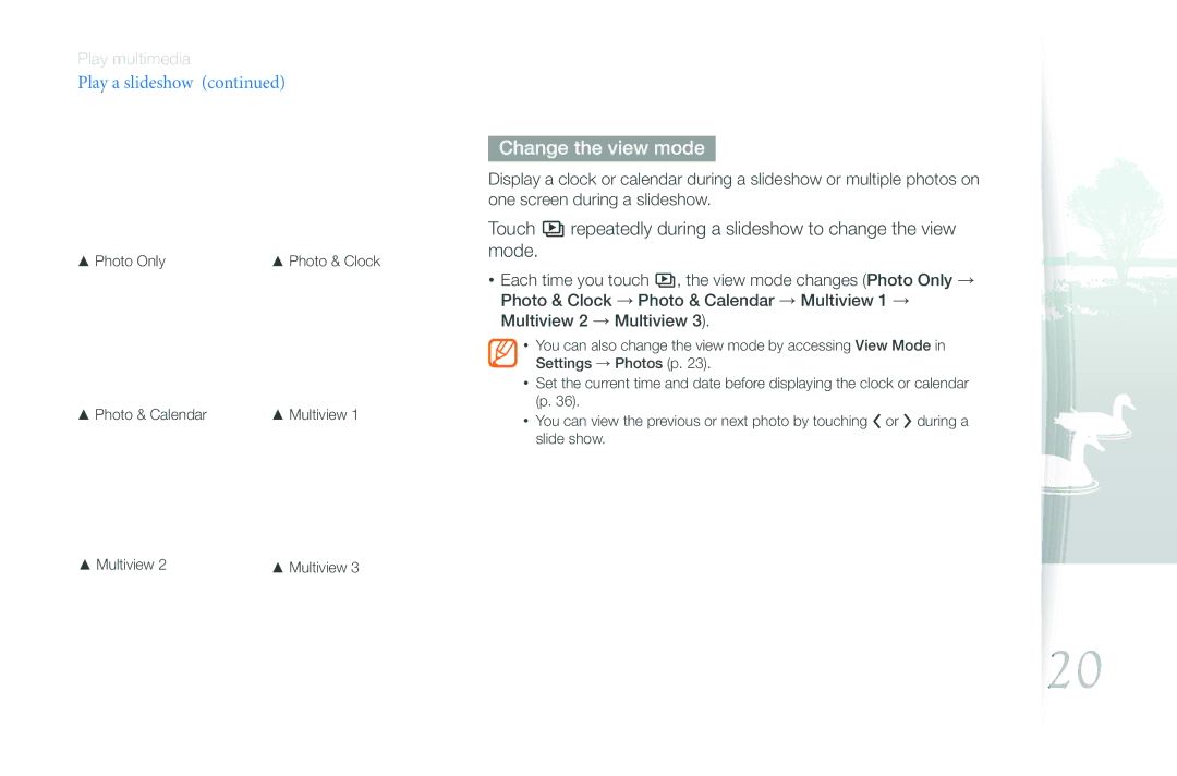 Samsung 800P user manual Change the view mode 