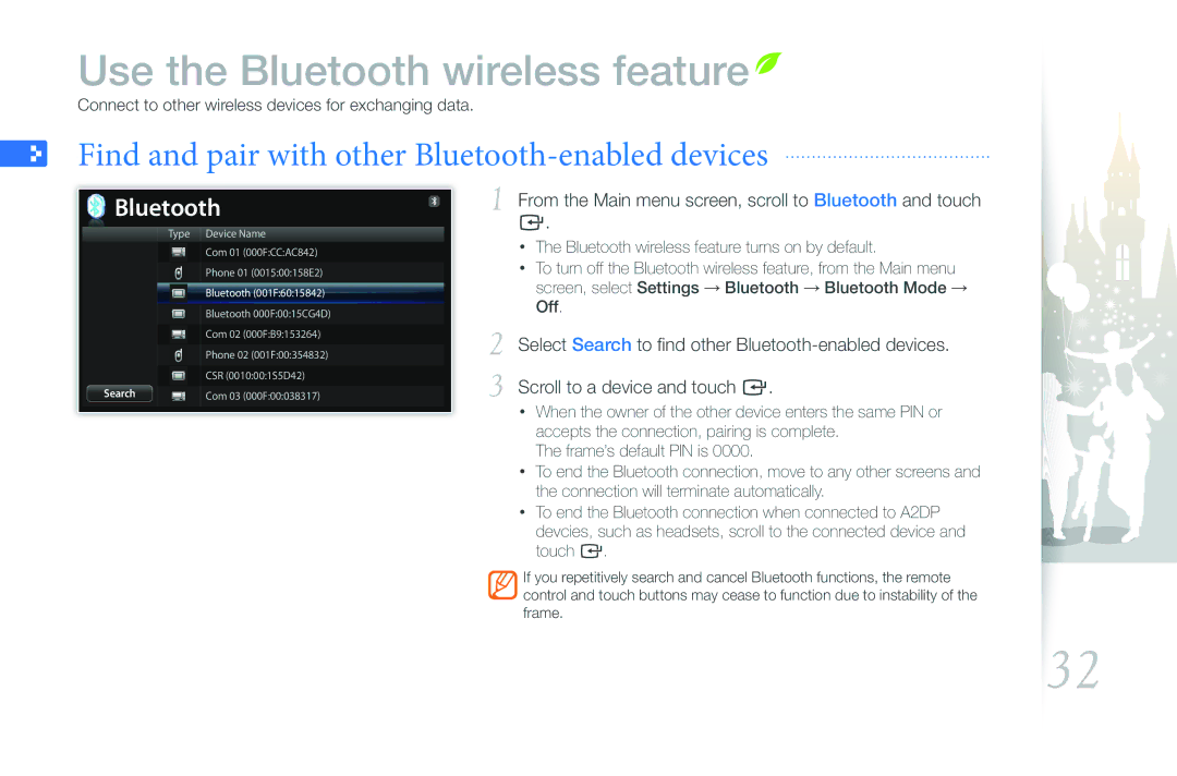 Samsung 800P user manual Find and pair with, Other Bluetooth-enabled devices 