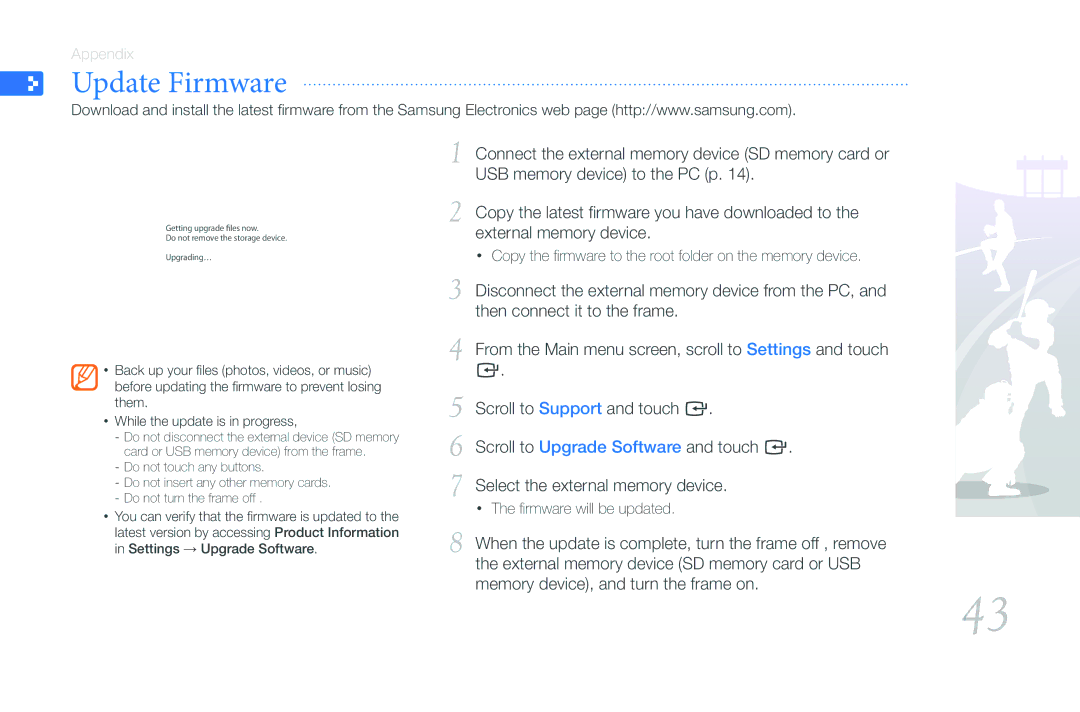 Samsung 800P user manual Update Firmware 