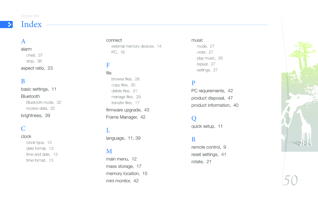 Samsung 800P user manual Index 