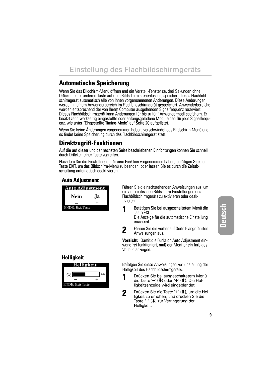 Samsung DV18MSPAN/EDC manual Français English Español, Italiano Deutsch Deutsch, Automatische Speicherung, Auto Adjustment 