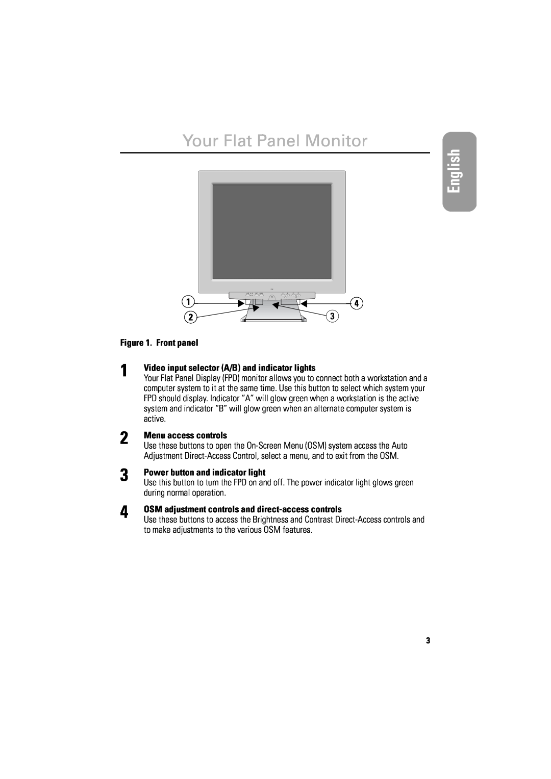 Samsung 800TFT manual Your Flat Panel Monitor, Italiano Portuguese Deutsch Español Français English, Front panel 