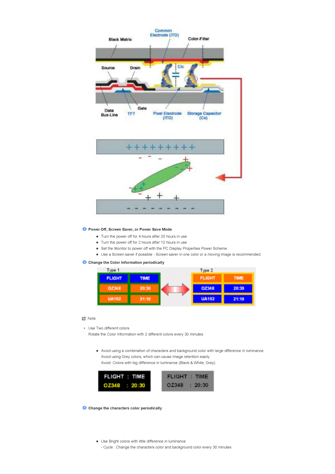 Samsung 820DXN, 700DXn specifications Power Off, Screen Saver, or Power Save Mode, Change the Color Information periodically 
