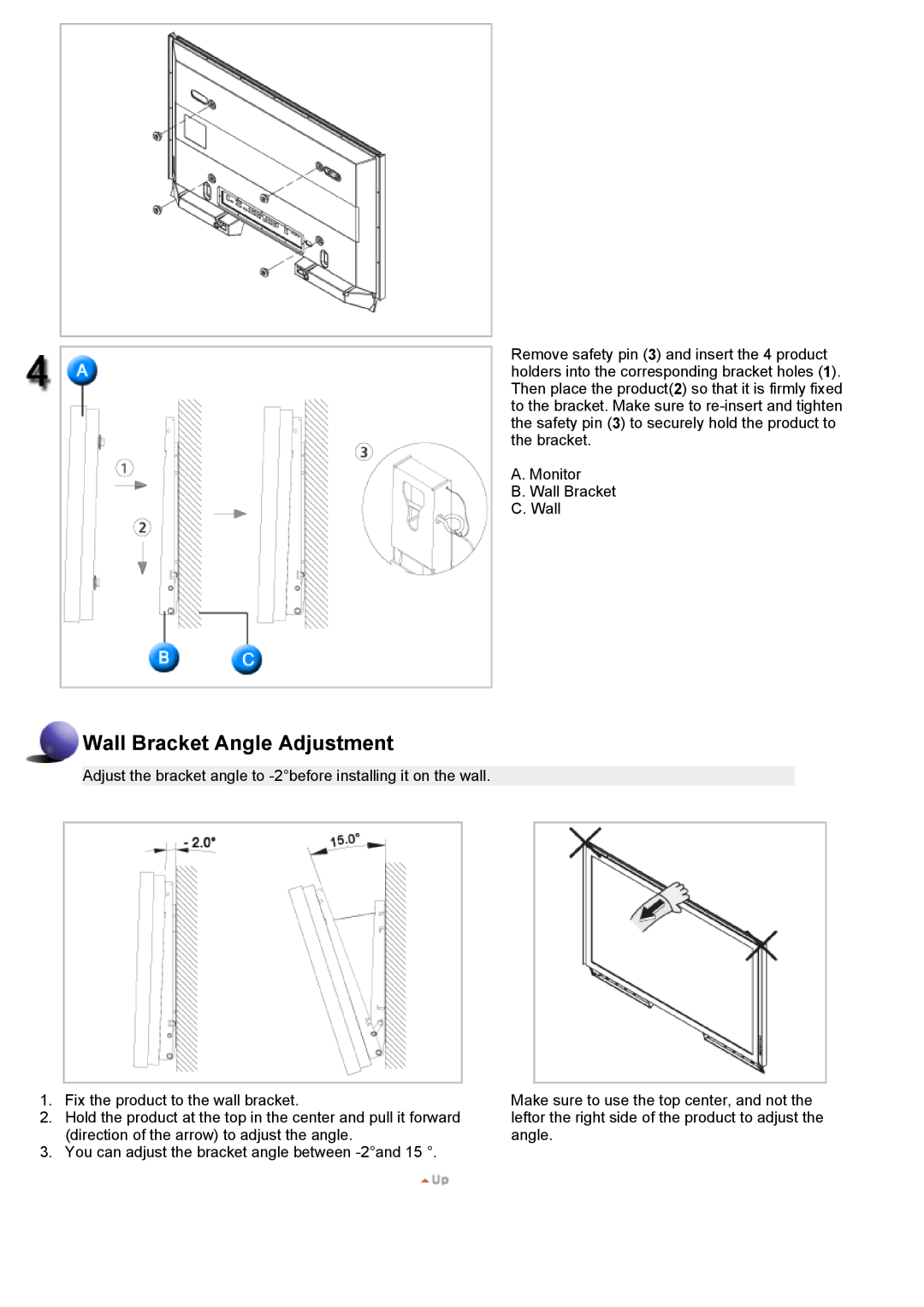 Samsung 700DXn, 820DXN specifications Wall Bracket Angle Adjustment 