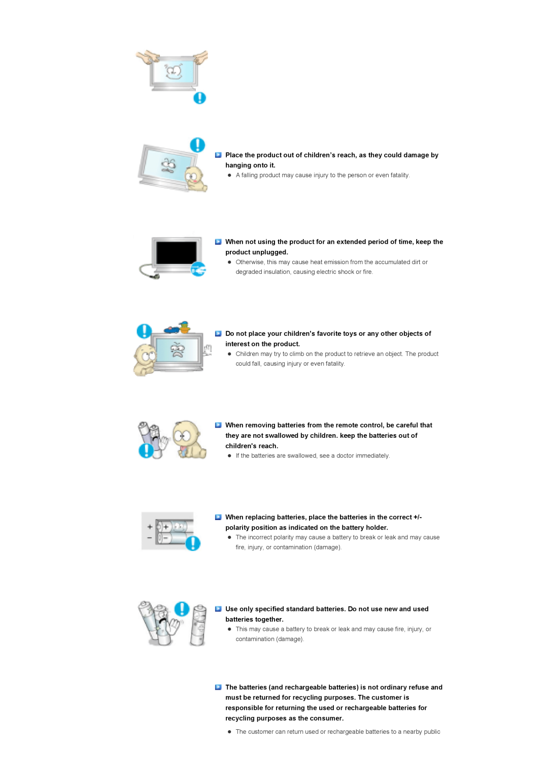 Samsung 700DXn, 820DXN specifications z A falling product may cause injury to the person or even fatality 