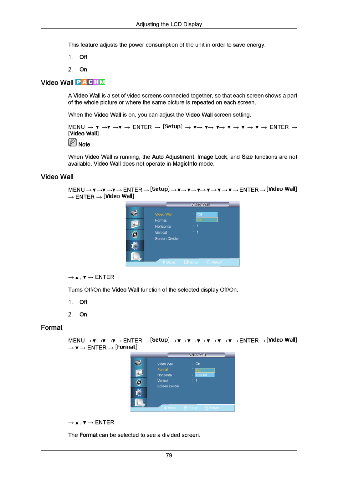 Samsung 820TSN-2, 700TSN-2 user manual Video Wall, Format 