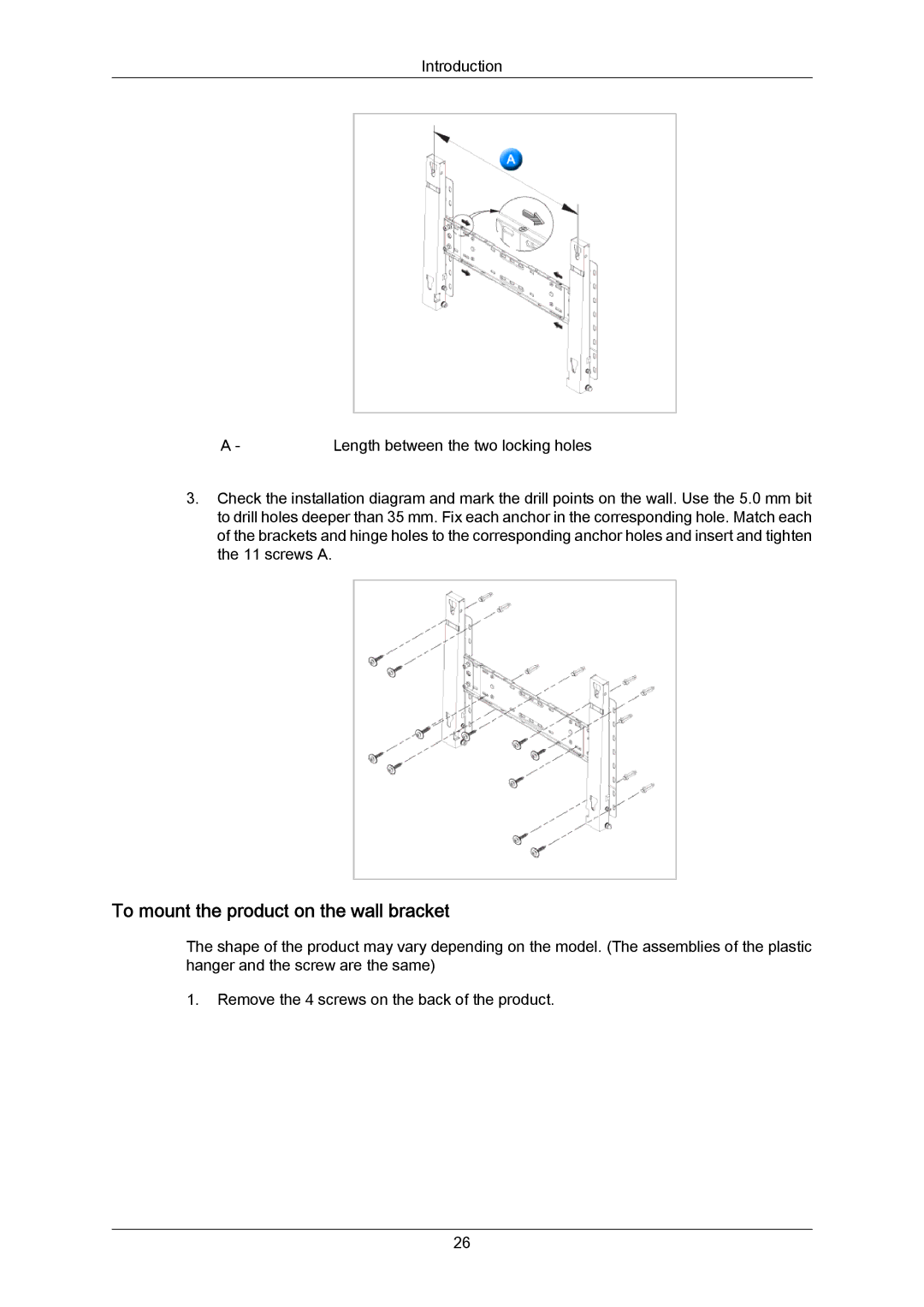 Samsung 700TSN-2, 820TSN-2 user manual To mount the product on the wall bracket 