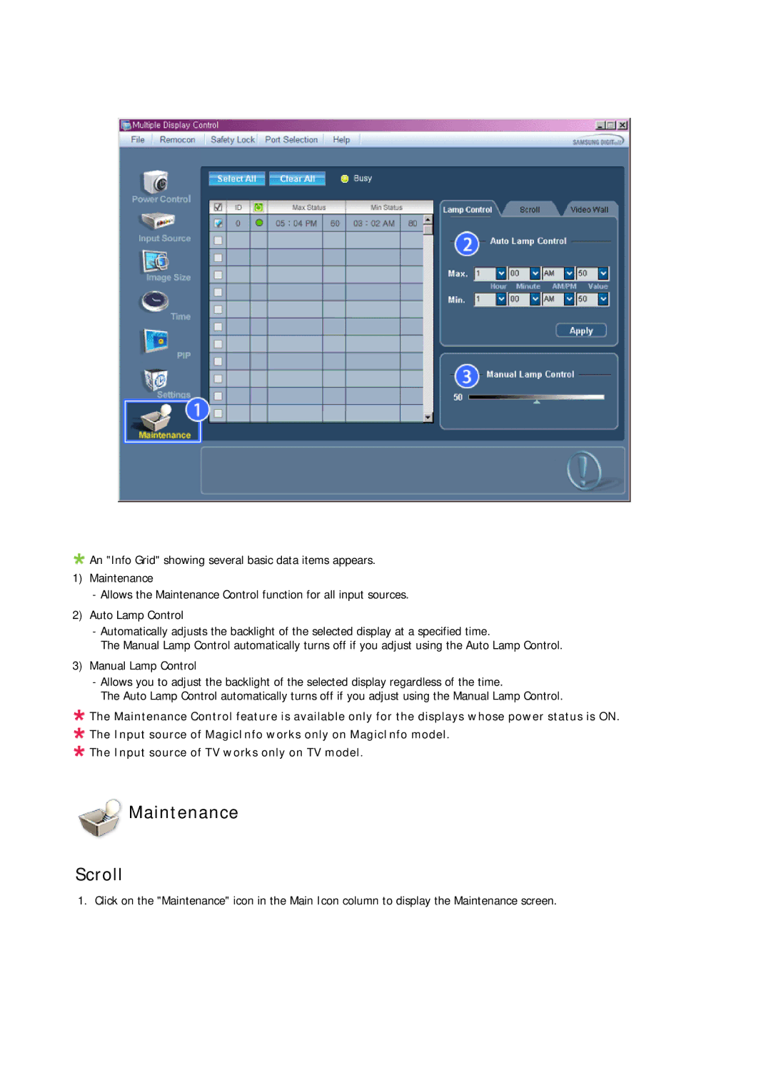 Samsung 820TSN-2, 700TSN-2 user manual Maintenance Scroll 