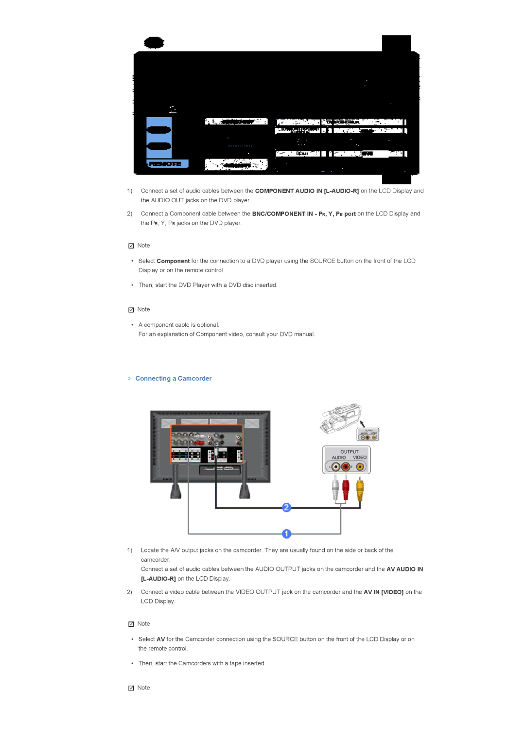 Samsung 700TSn, 820TSn specifications Connecting a Camcorder 