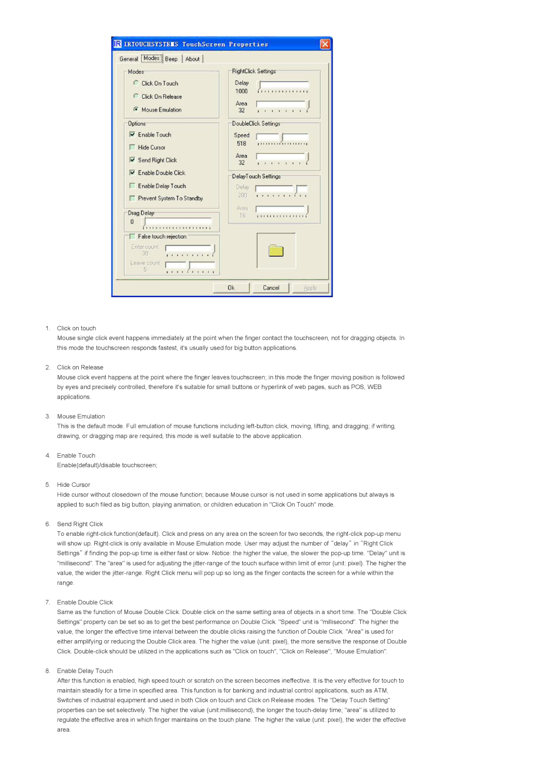 Samsung 820TSn, 700TSn specifications Enable Touch Enabledefault/disable touchscreen 