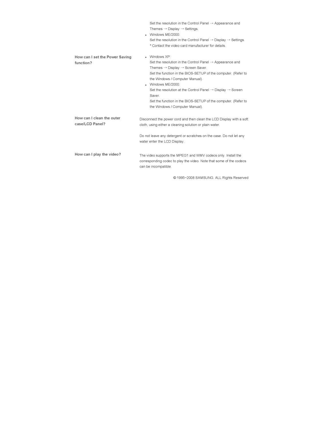 Samsung 700TSn, 820TSn specifications 