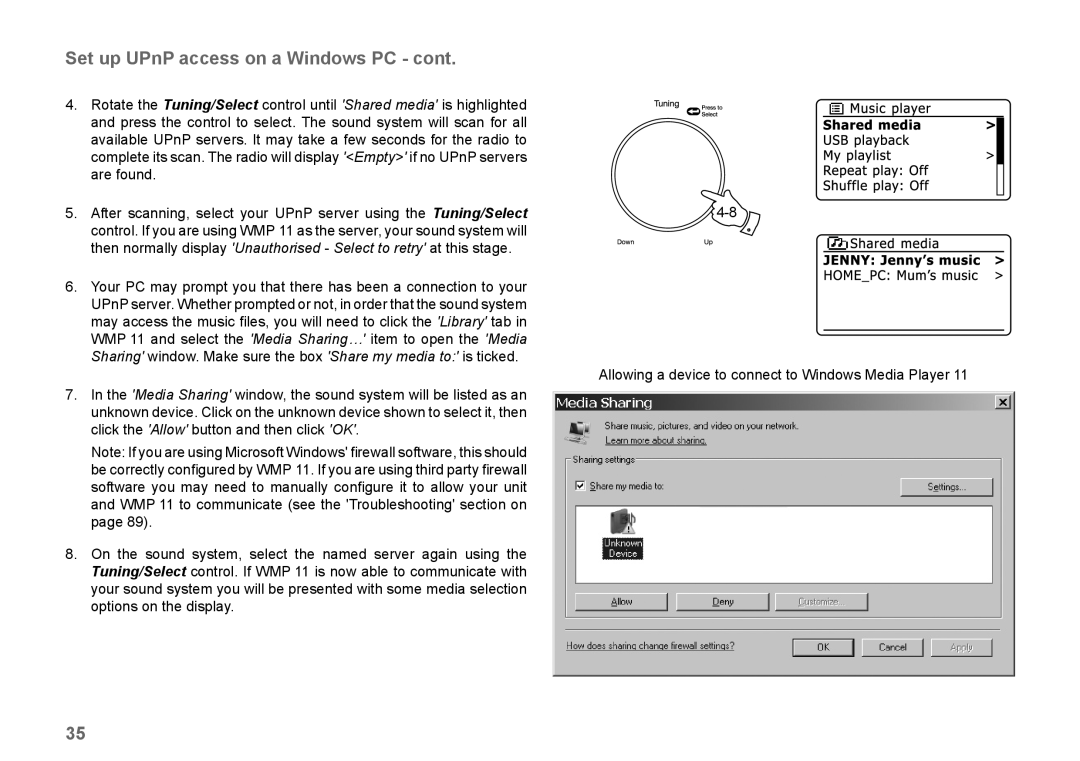 Samsung 83I manual Set up UPnP access on a Windows PC - cont 