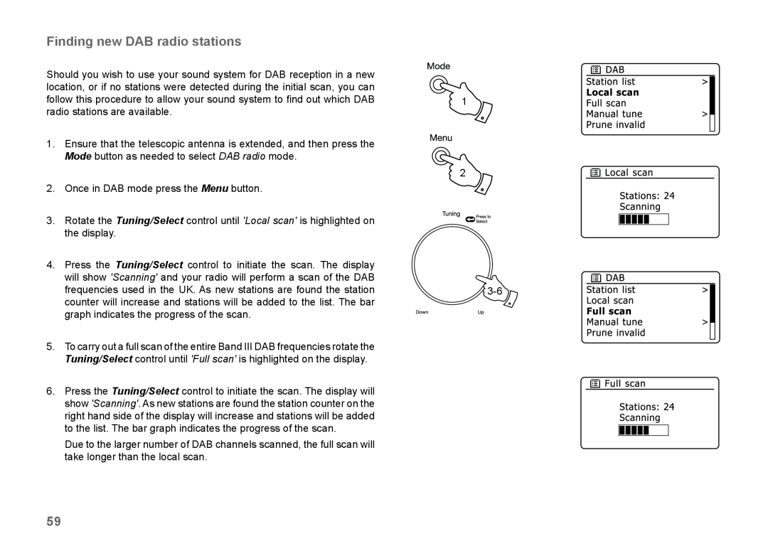 Samsung 83I manual Finding new DAB radio stations 