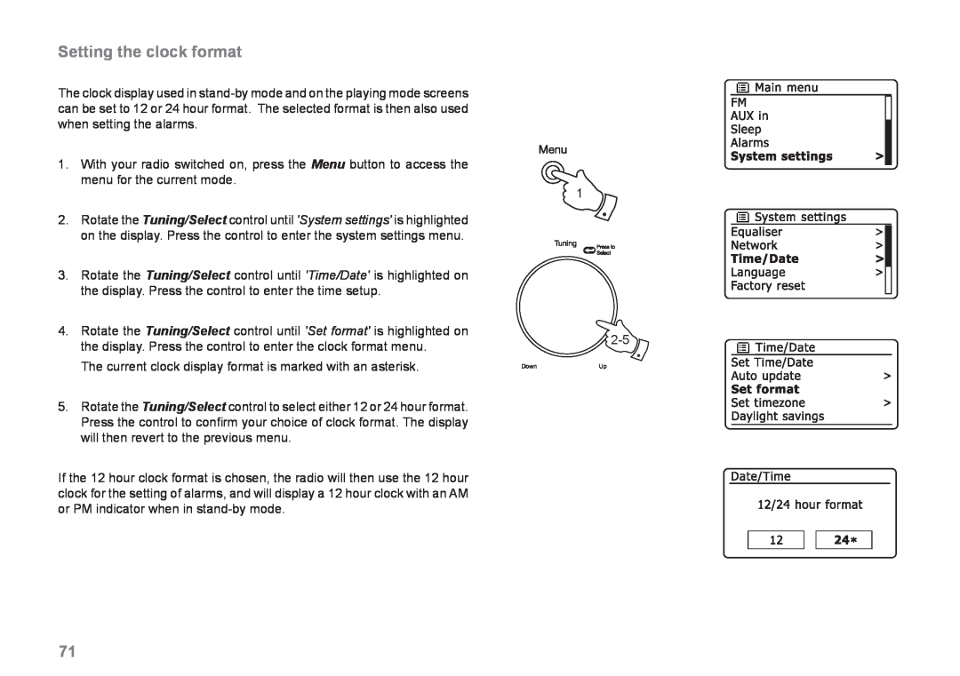 Samsung 83I manual Setting the clock format 