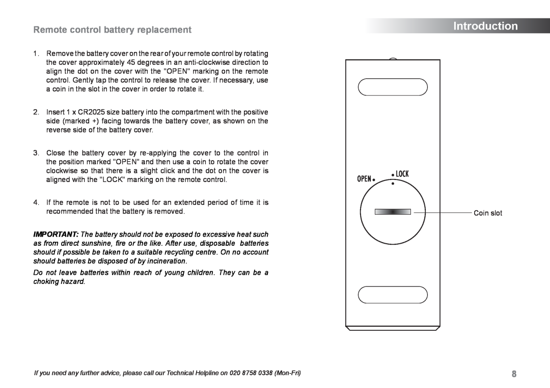 Samsung 83I manual Remote control battery replacement, Introduction 