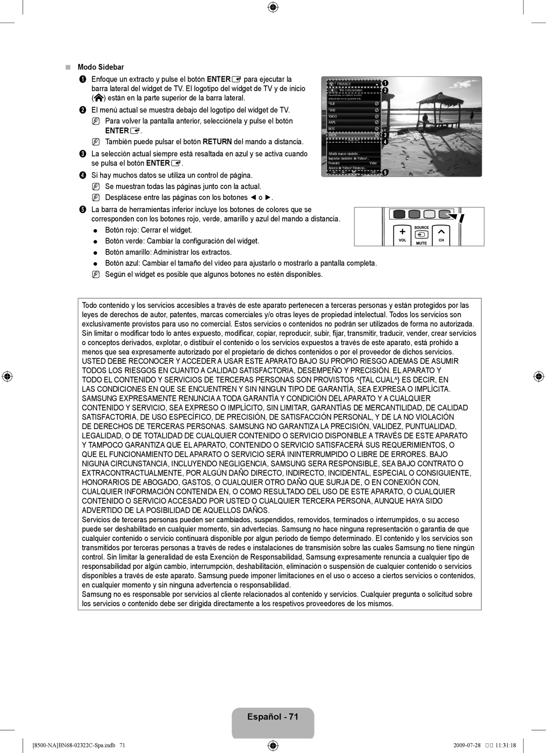 Samsung 8500 Modo Sidebar, Enfoque un extracto y pulse el botón ENTEREpara ejecutar la, Se pulsa el botón Entere 