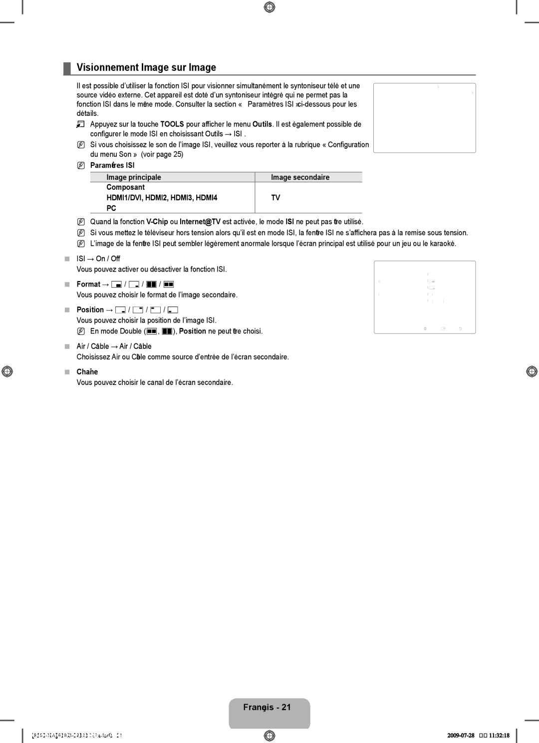 Samsung 8500 user manual Visionnement Image sur Image 