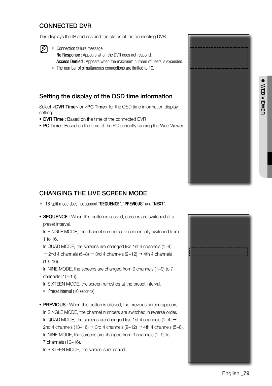 Samsung 870D, 1670D, SRD-850D, SRD-830D, SRD-1650D Connected DVR, Setting the display of the OSD time information 