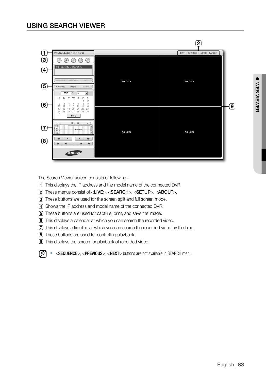 Samsung SRD-830D, 870D, 1670D, SRD-850D, SRD-1650D, SRD-1630D, SRD-1610D user manual Using Search Viewer 