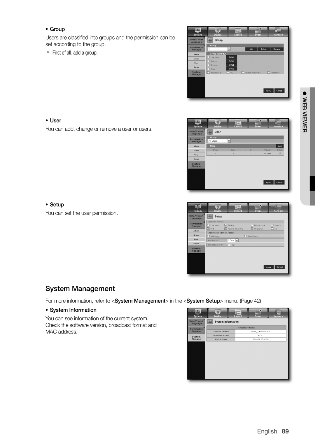 Samsung 870D, 1670D, SRD-850D, SRD-830D, SRD-1650D, SRD-1630D, SRD-1610D user manual System Management 