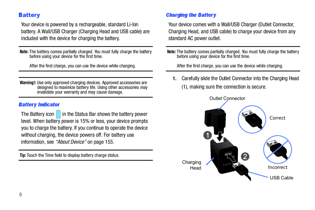 Samsung 8.9 user manual Charging the Battery 