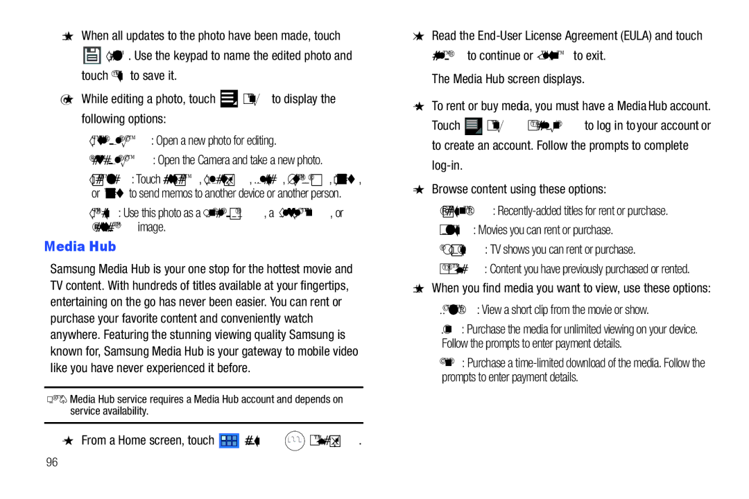 Samsung 8.9 user manual Media Hub screen displays 