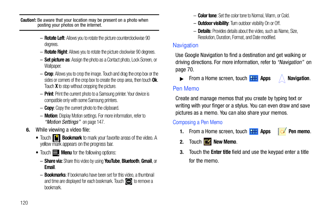 Samsung 8.9 user manual While viewing a video file, Composing a Pen Memo, Touch New Memo 