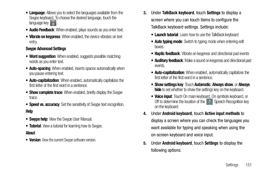 Samsung 8.9 user manual Language key, Swype Advanced Settings, Help, Tutorial View a tutorial for learning how to Swype 