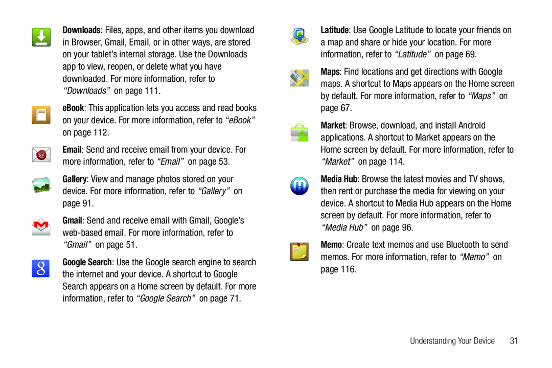 Samsung 8.9 user manual Understanding Your Device 