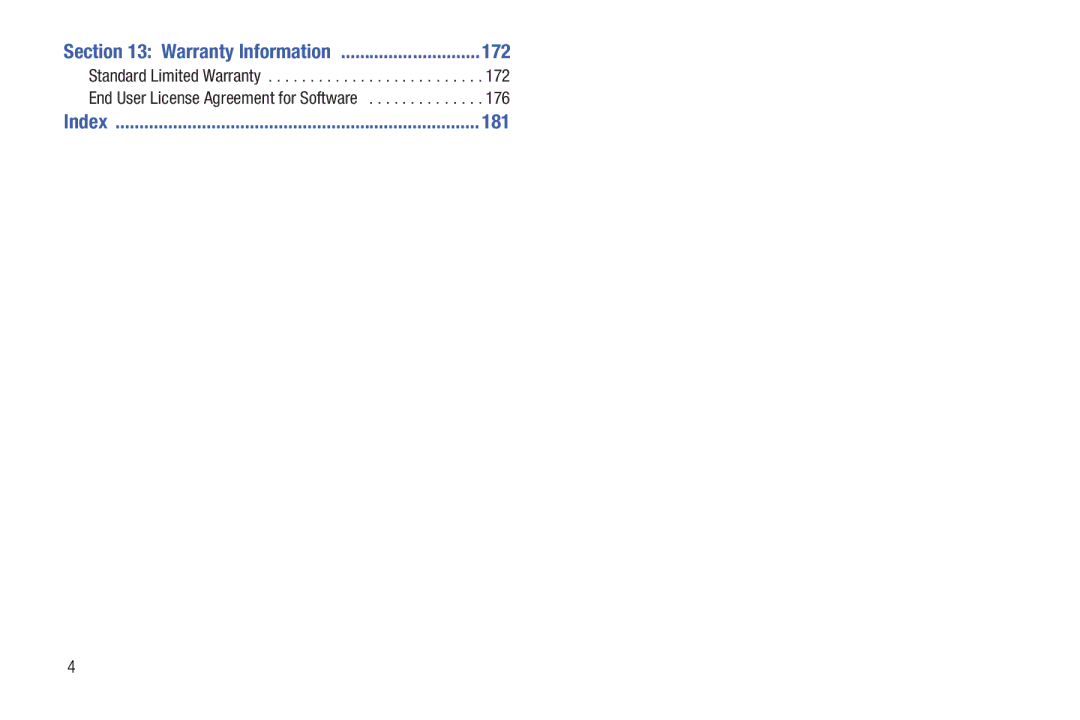 Samsung 8.9 user manual 172, 176, 181 