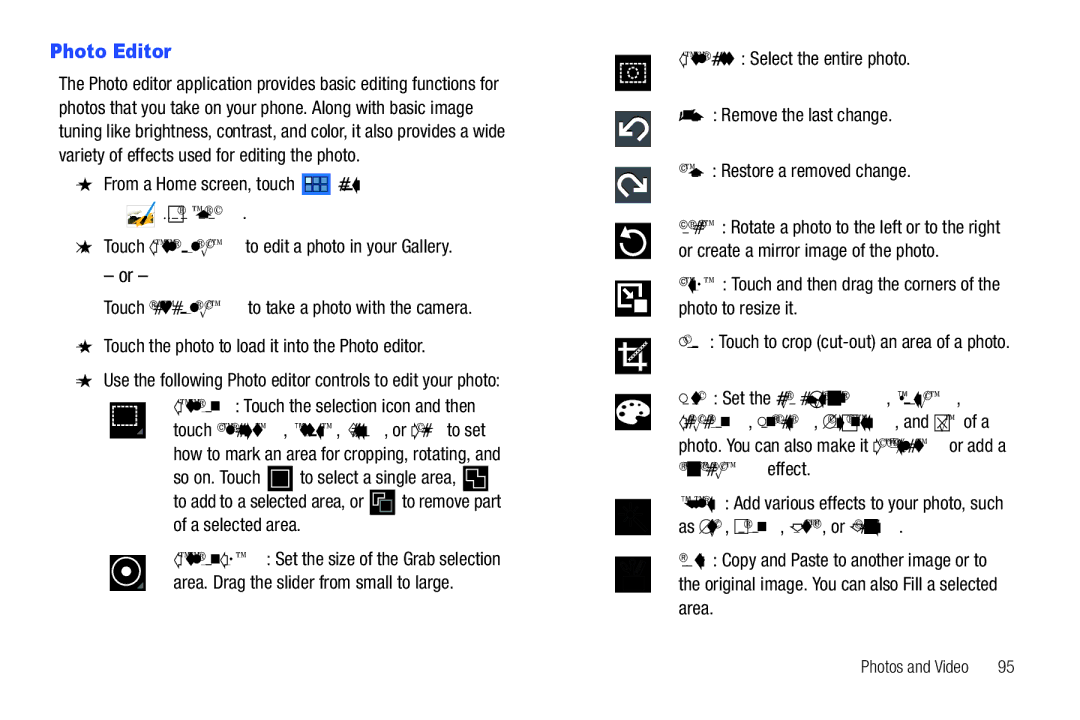 Samsung 8.9 user manual Photo Editor, Photo editor, Color Set the Auto adjustment, Exposure 