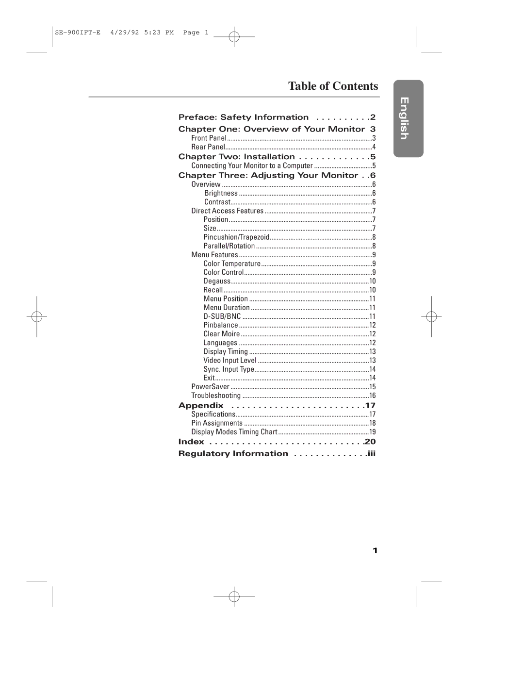 Samsung 900IFT manual Table of Contents 