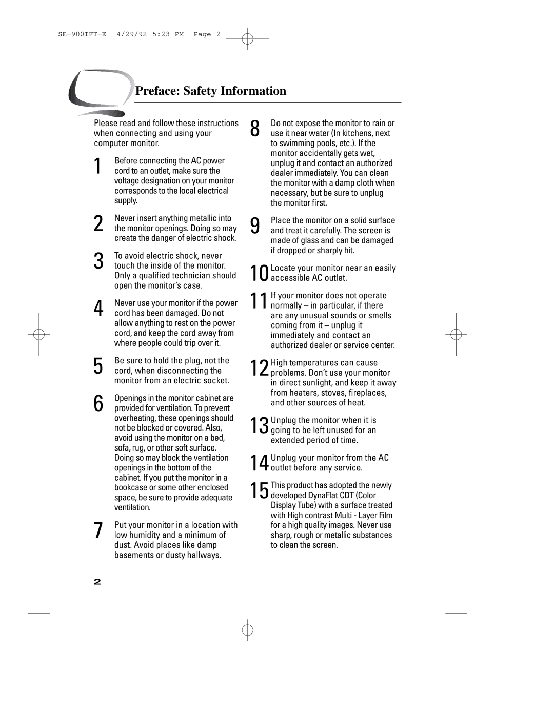 Samsung 900IFT manual Preface Safety Information 