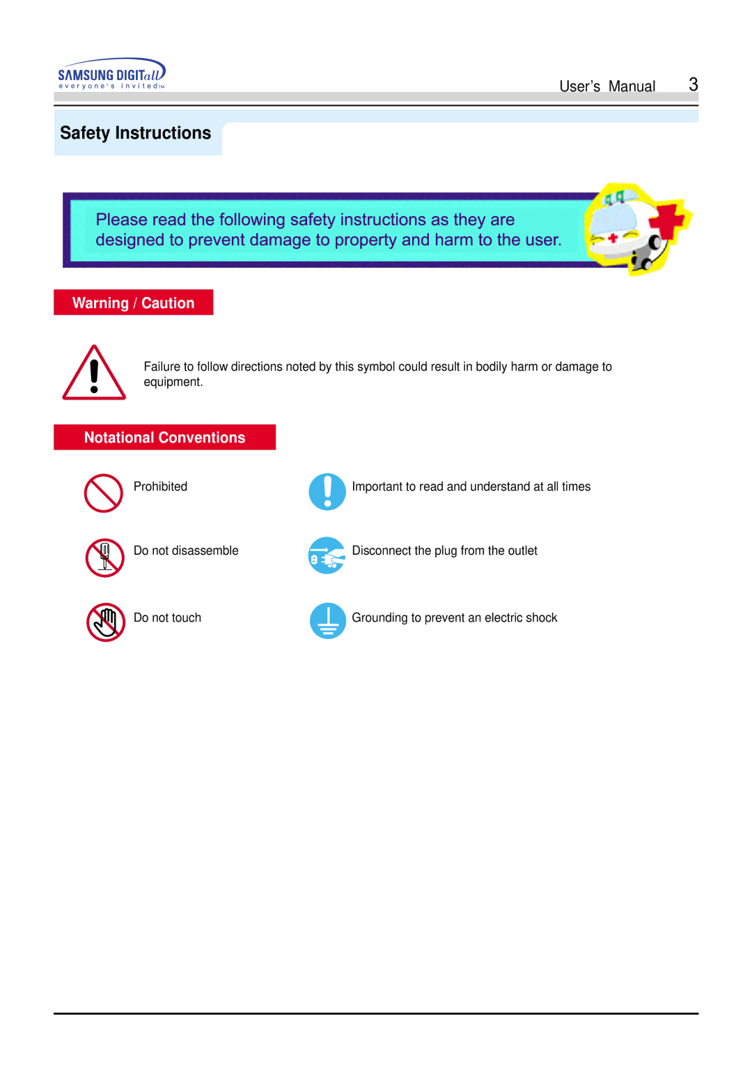 Samsung 900S manual Safety Instructions 