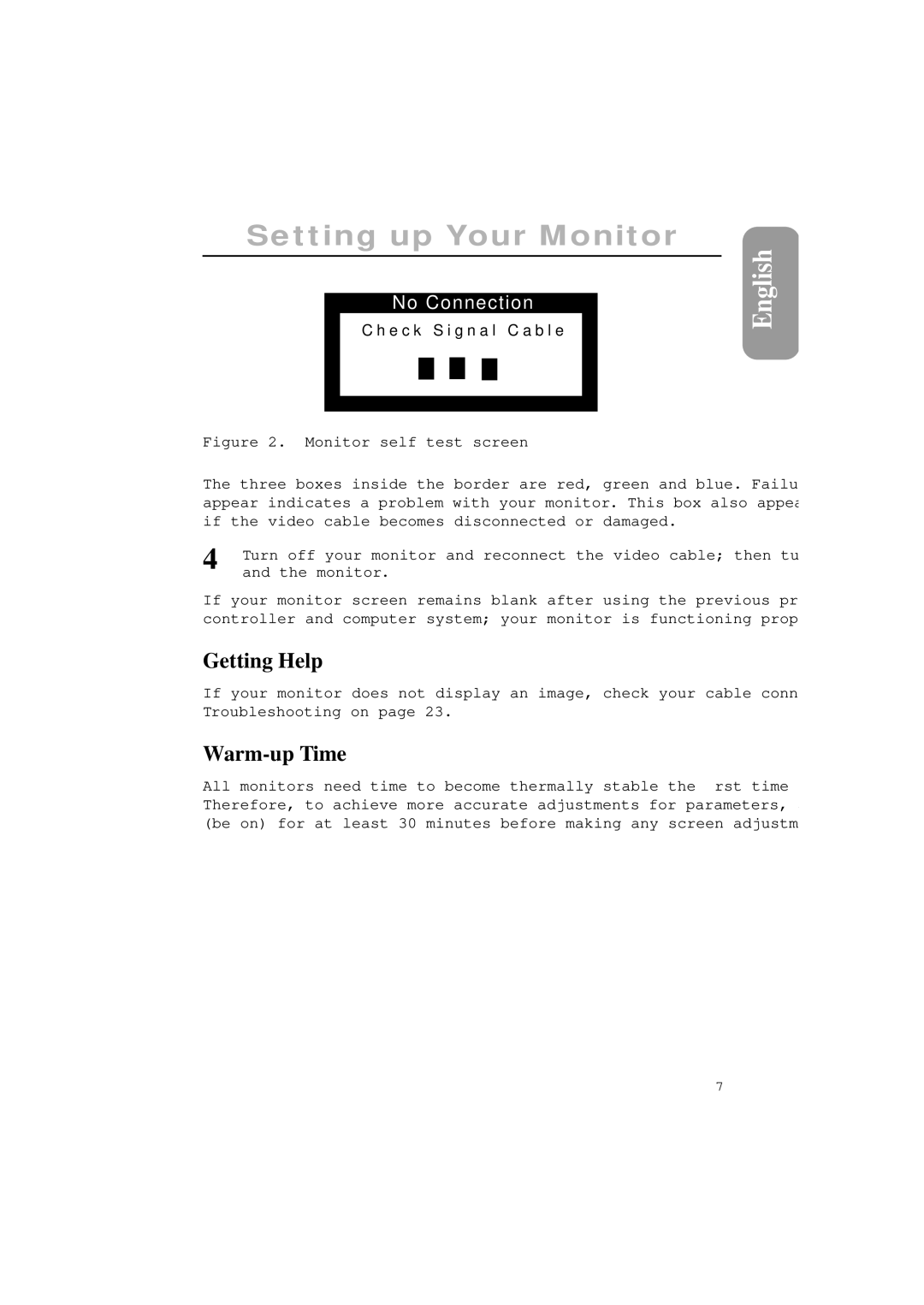 Samsung 900SL, 900SL Plus manual Getting Help, Warm-up Time, Monitor 