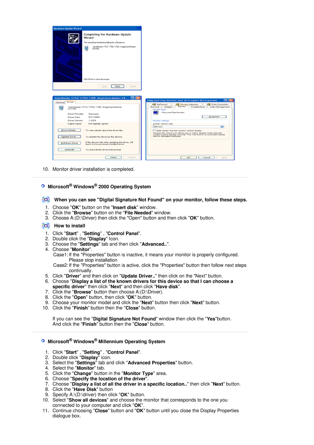 Samsung 901B manual How to install Click Start , Setting , Control Panel 