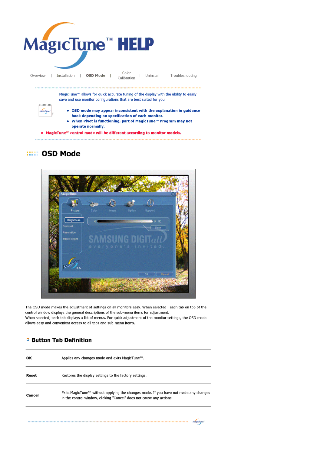 Samsung 901B manual OSD Mode 