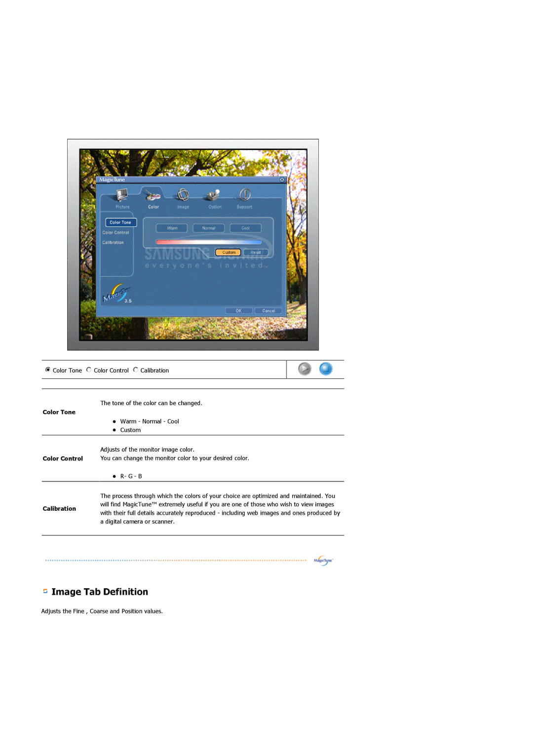 Samsung 901B manual Image Tab Definition 