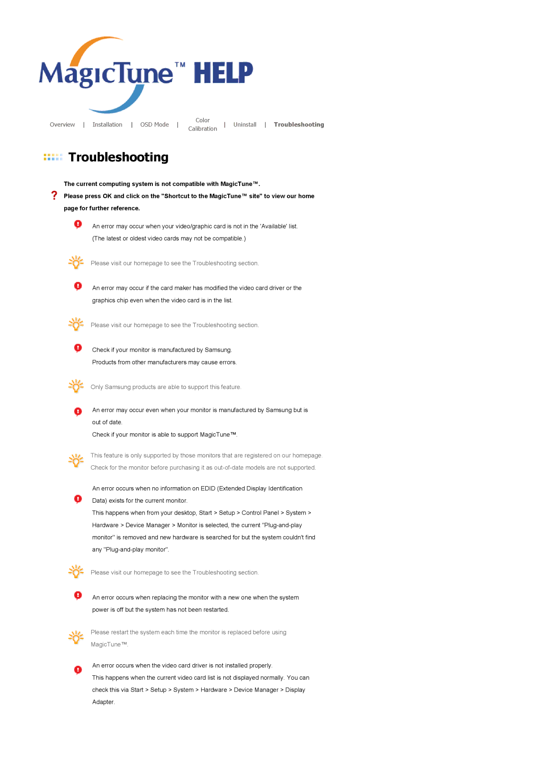 Samsung 901B manual Troubleshooting 