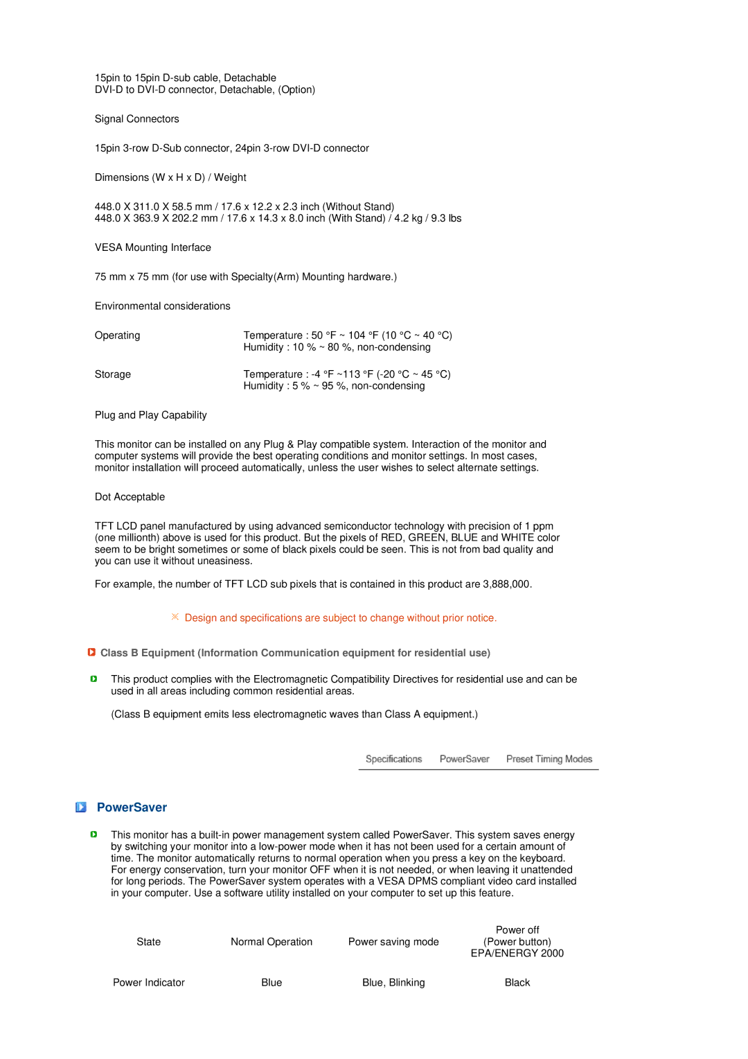 Samsung 906BW manual PowerSaver, Epa/Energy 