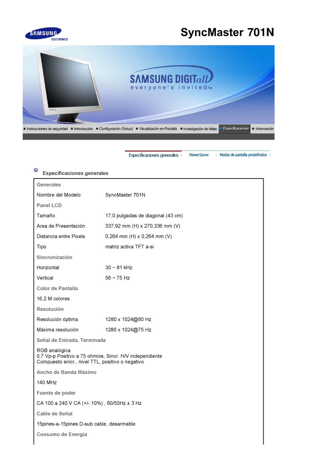 Samsung 911N, 901N manual SyncMaster 701N 