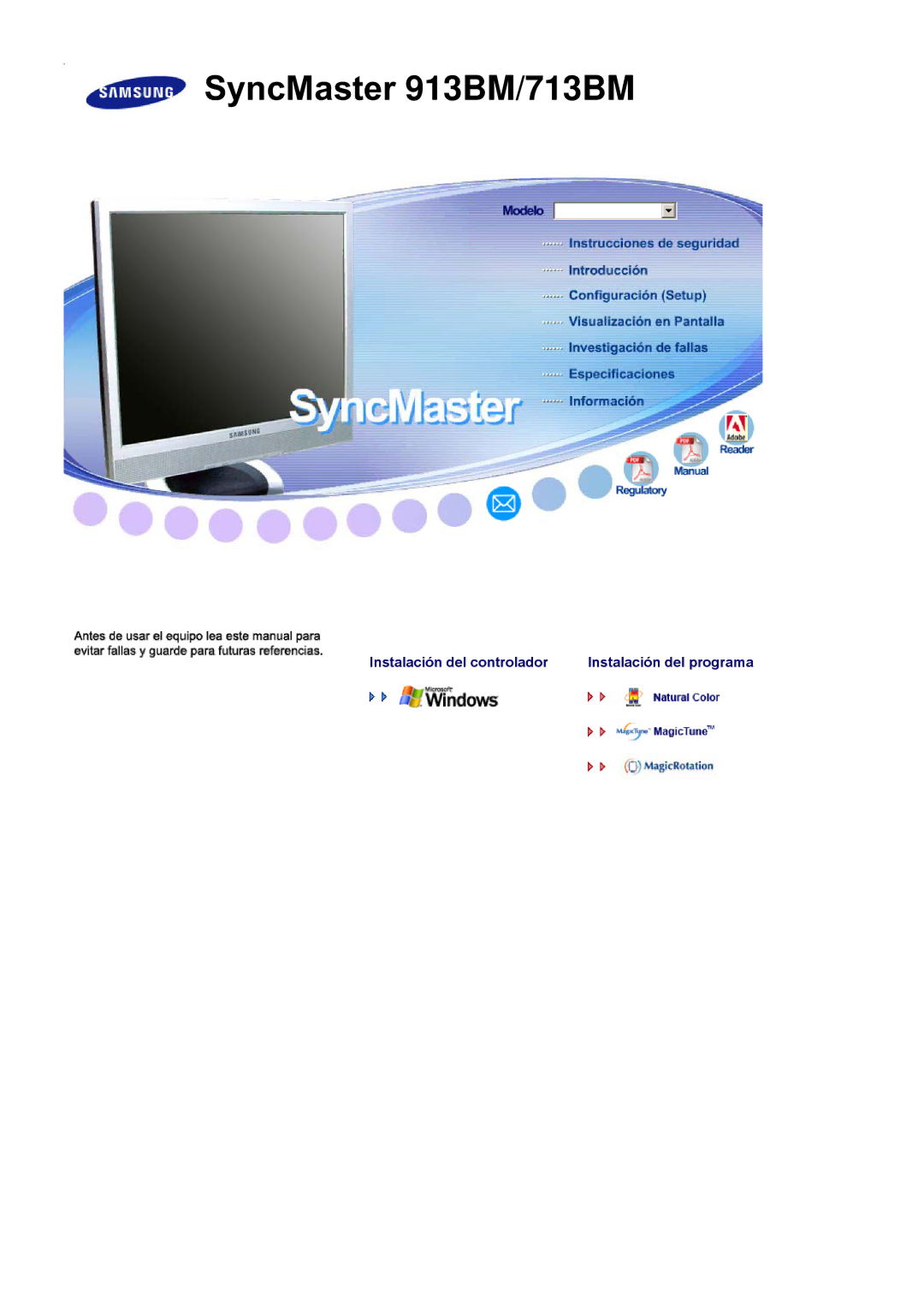 Samsung manual SyncMaster 913BM/713BM 