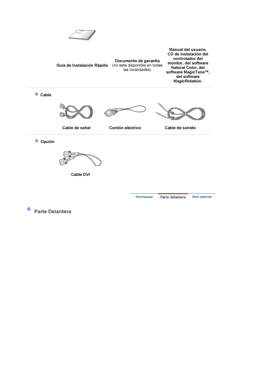 Samsung 913BM manual Parte Delantera 