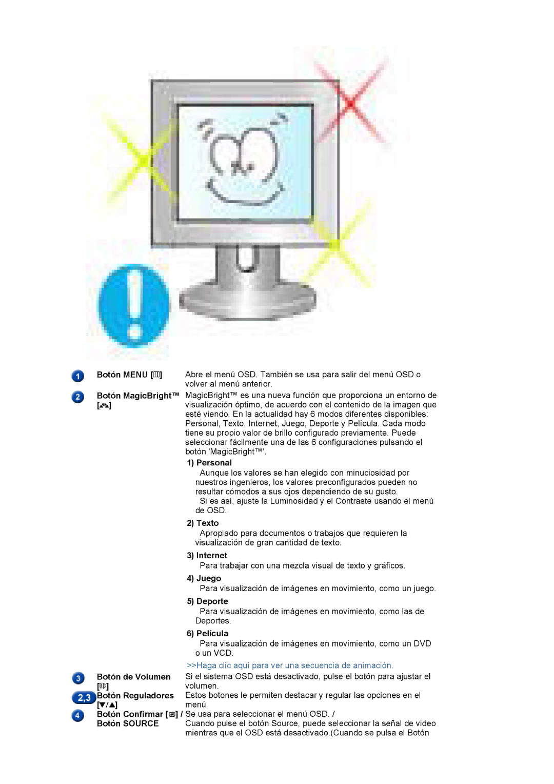 Samsung 913BM manual Haga clic aquí para ver una secuencia de animación 