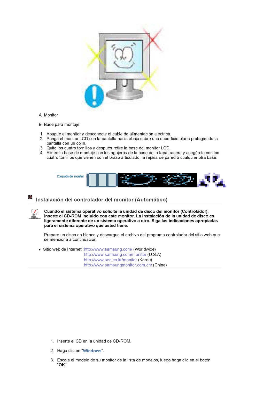 Samsung 913BM manual Instalación del controlador del monitor Automático 