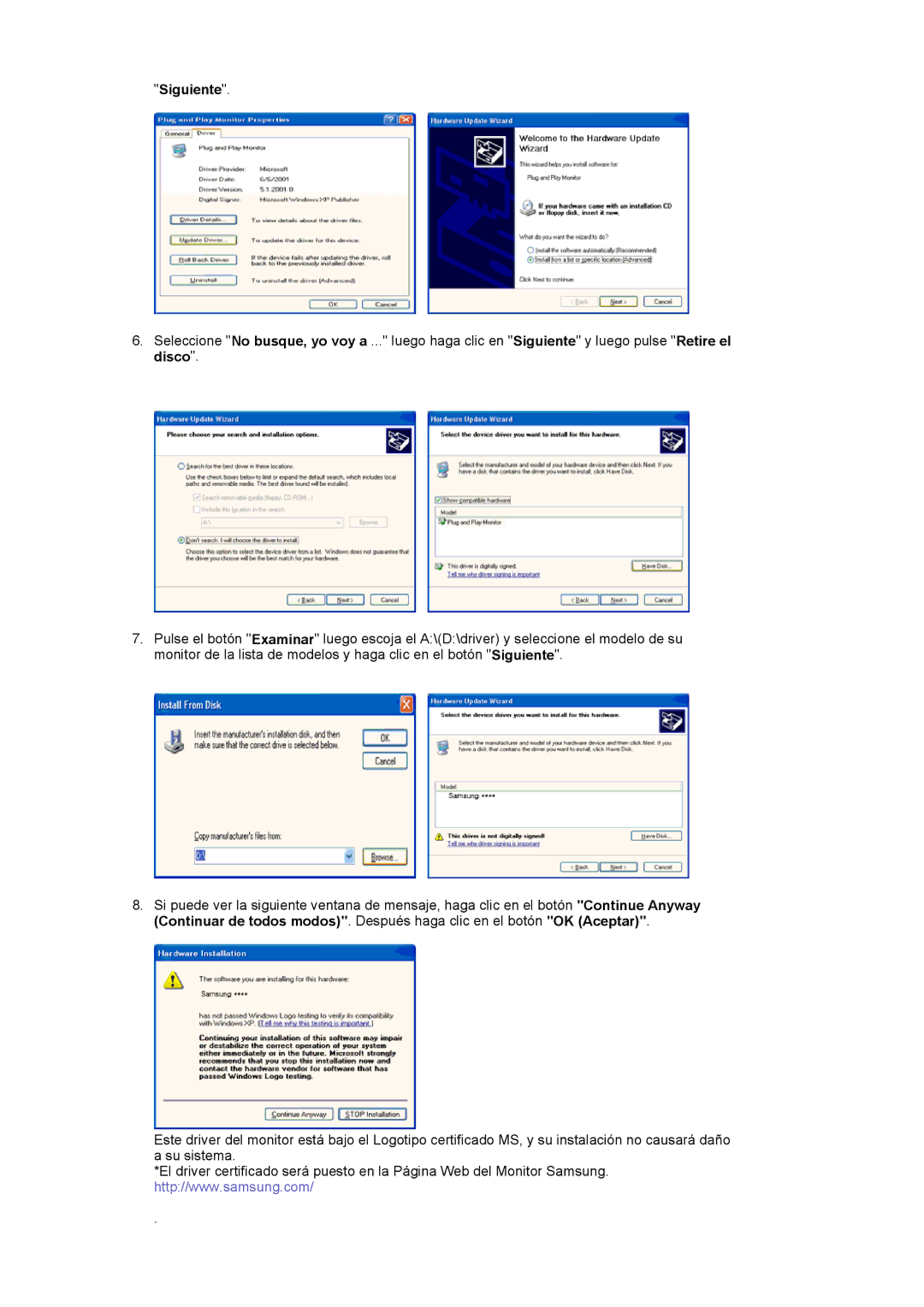 Samsung 913BM manual Siguiente 