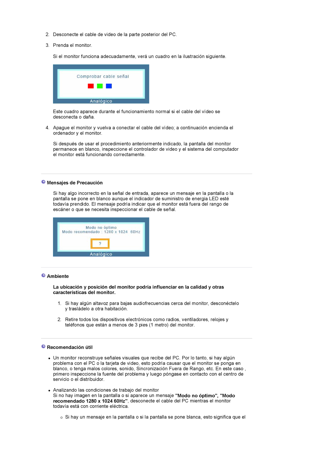 Samsung 913BM manual Mensajes de Precaución, Recomendación útil 