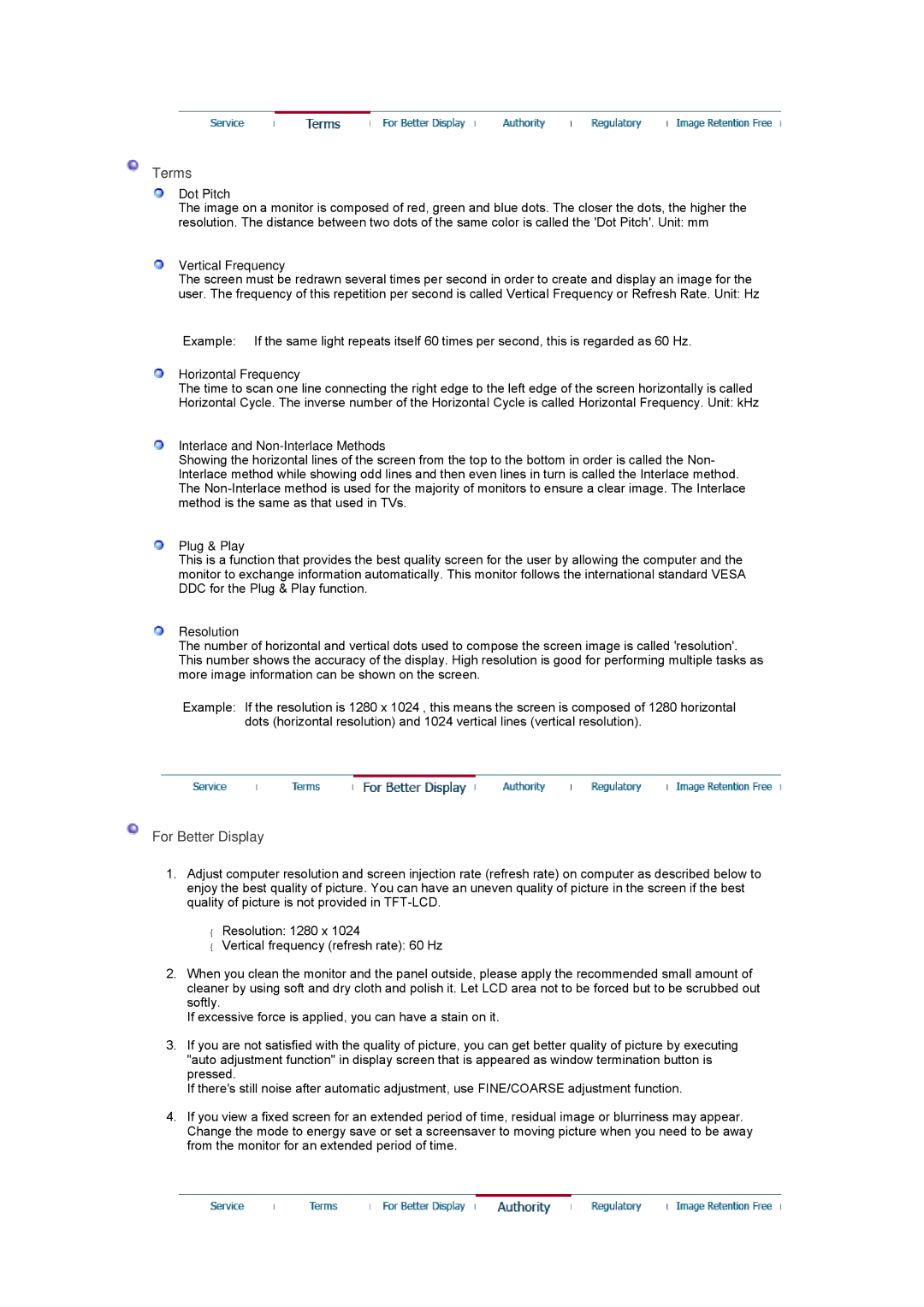 Samsung 913V manual Terms, For Better Display 