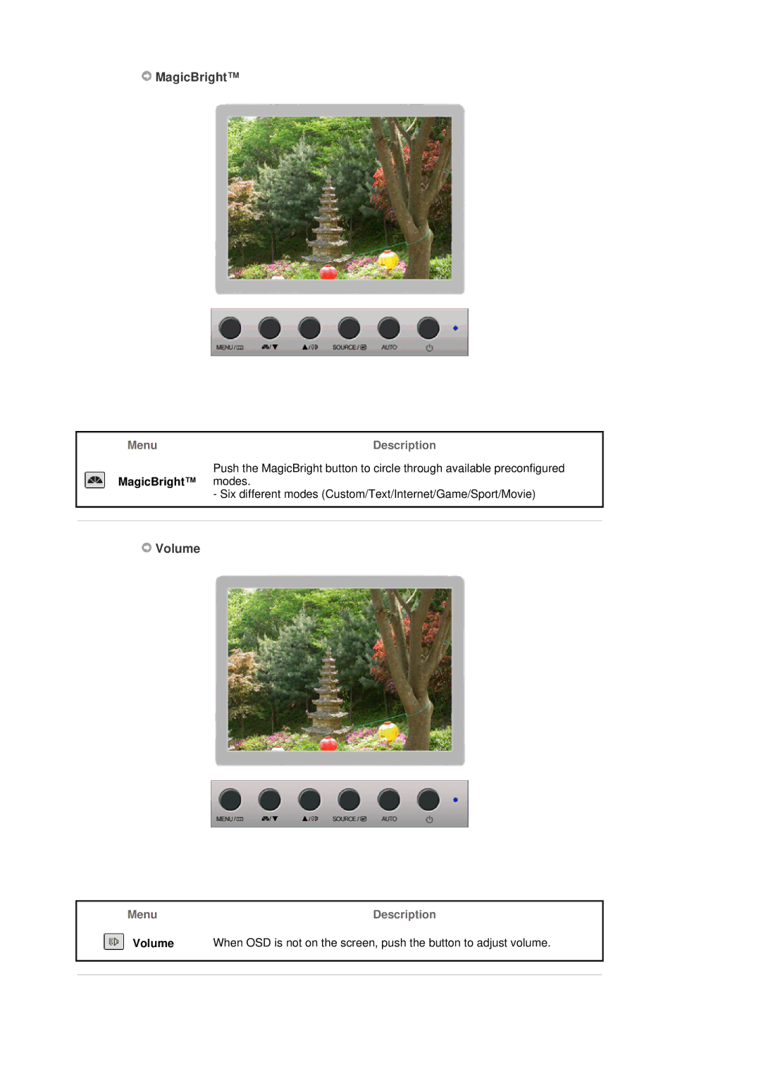 Samsung 920BM manual MagicBright, Volume 