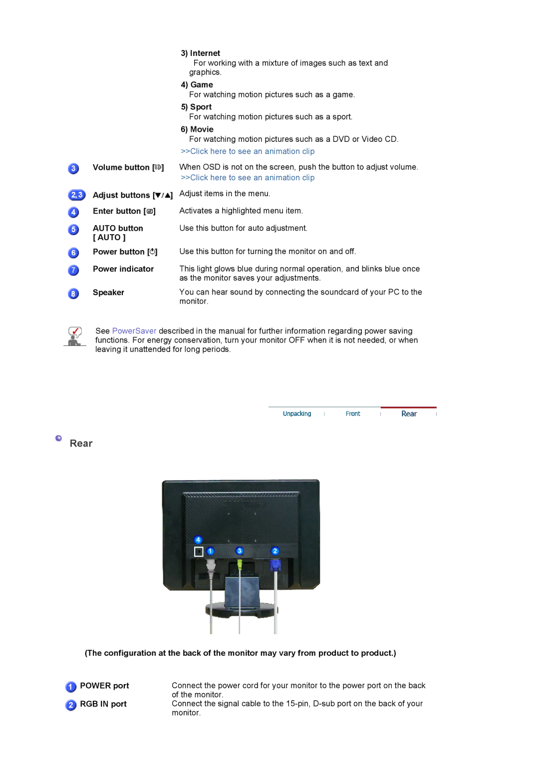 Samsung 920LM manual Rear 